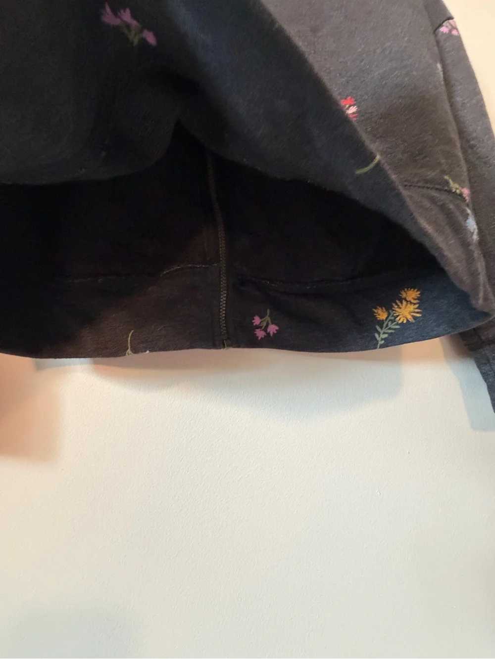 Old Navy Black Hooded Zip Sweatshirt with Floral Print